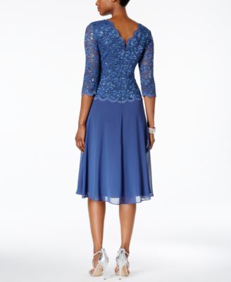 Petite Cowl-Back Tea-Length Dress