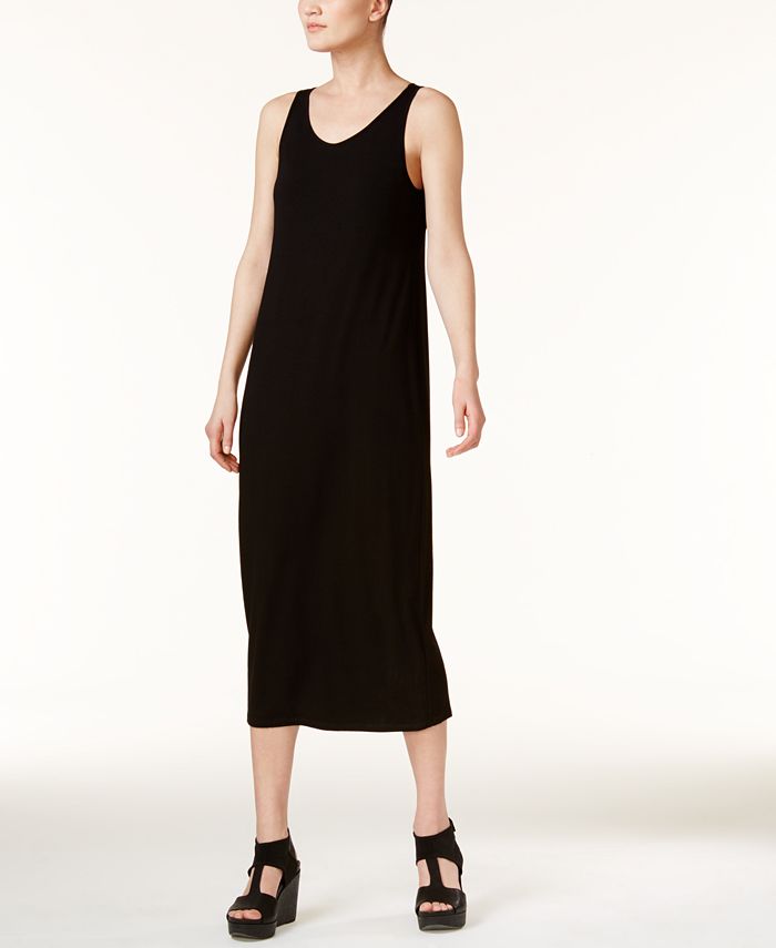 Eileen Fisher Stretch Jersey Scoop-Neck Midi Dress, Regular & Petite -  Macy's
