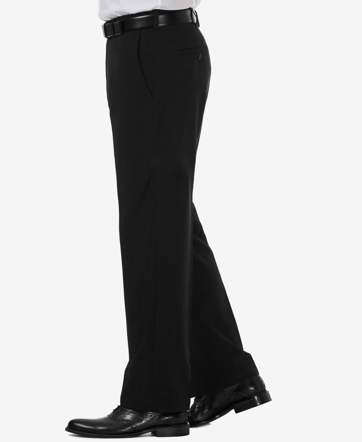 Мужские брюки Haggar Cool 18 PRO® Classic-Fit Expandable Waist Flat Front Stretch Dress Pants, цвет: Чёрный — фото 3