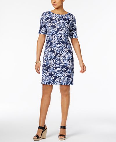 Karen Scott Floral Print T Shirt  Dress  Only at Macy s  