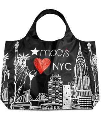 MACY'S NEW YORK CITY LOGO Reusable TOTE BAG BLACK W/Gold Stars