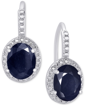 image of Sapphire (6 ct. t.w.) and Diamond Accent Drop Earrings in Sterling Silver