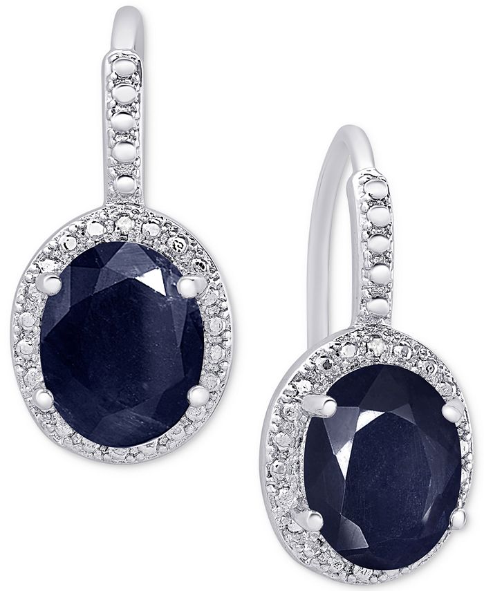 Macy's Sapphire (6 ct. .) and Diamond Accent Drop Earrings in Sterling  Silver & Reviews - Earrings - Jewelry & Watches - Macy's