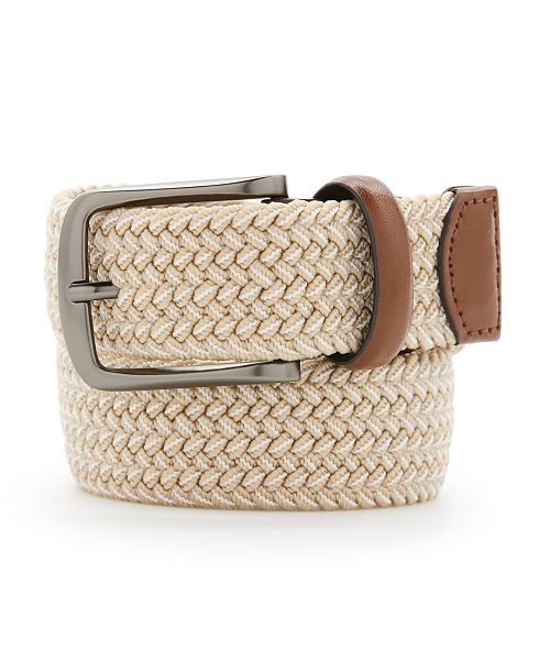 alfani Perry Ellis Portfolio Men's Webbed Leather-Trim Belt Men's Fashion & Accessories