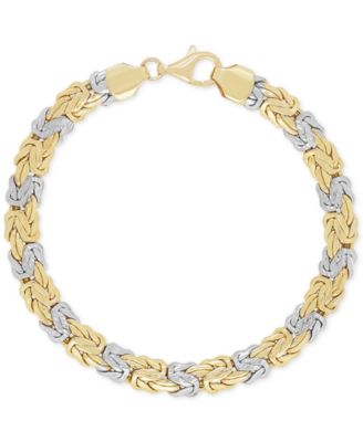 Italian Gold - Two-Tone Byzantine Bracelet in 14k Gold and White Gold