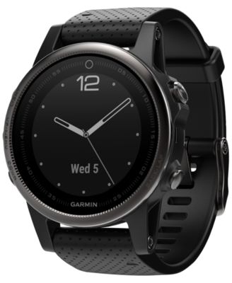 Garmin - Unisex fenix&reg; 5s Sapphire Black Strap Analog-Digital GPS Smart Watch 42mm 010-01685-10