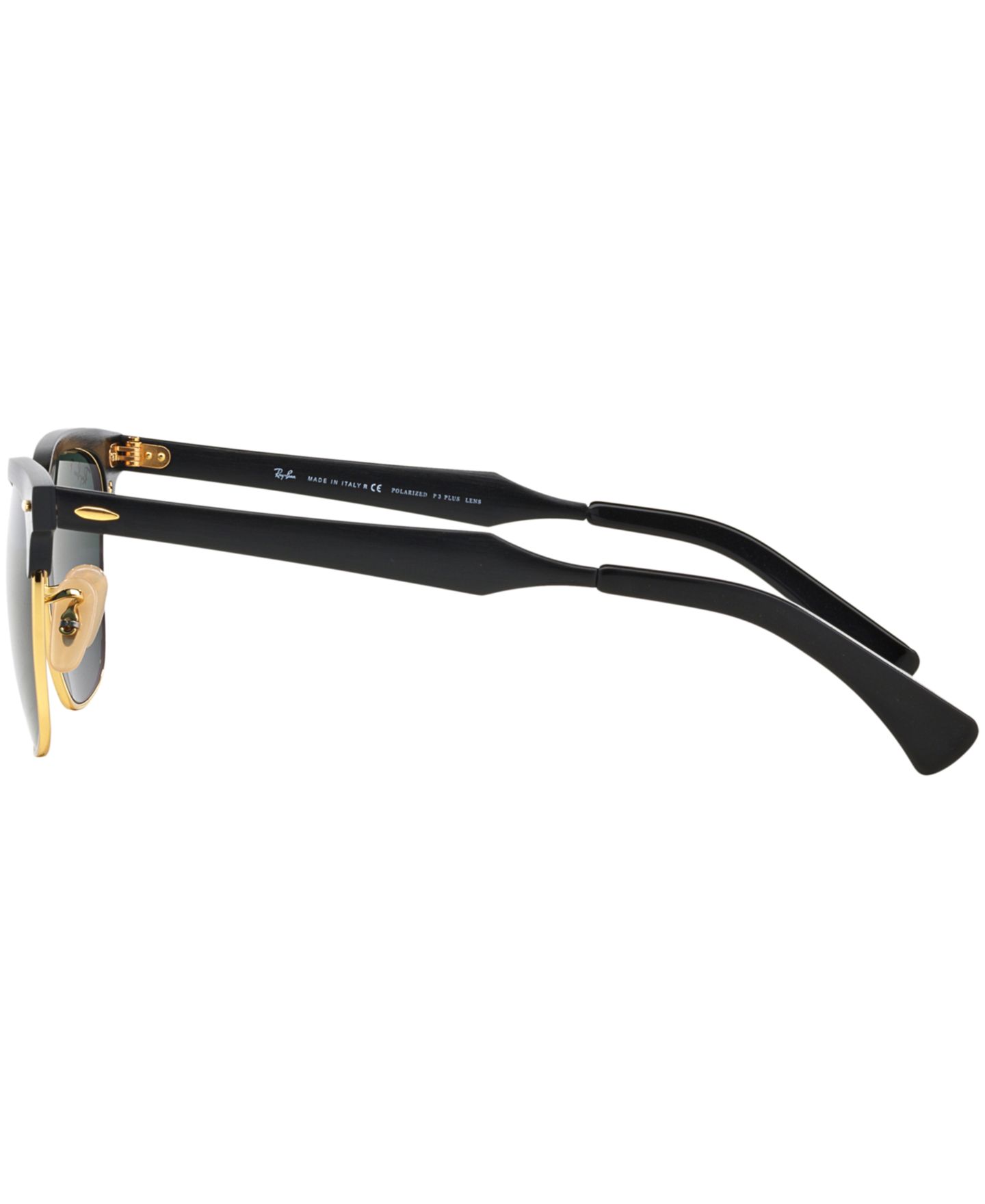 Женские солнцезащитные очки Ray-Ban Polarized Sunglasses, RB3507 Clubmaster Aluminum, цвет: Чёрный / Зелёный — фото 6