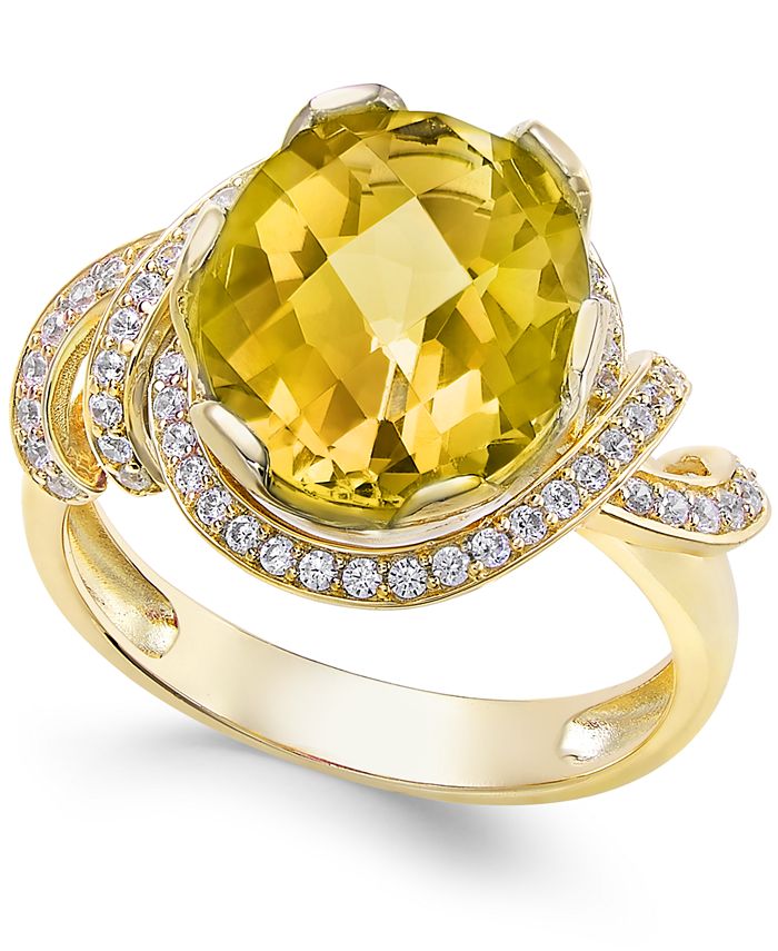 Macy's - Citrine (4-1/4 ct. t.w.) and White Topaz (1/3 ct. t.w.) Ring in 14k Gold-Plated Sterling Silver