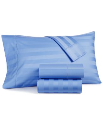 Charter Club Damask 1.5 Stripe 550 Thread Count 100 Cotton Sheet Sets Created For Macys In Blue