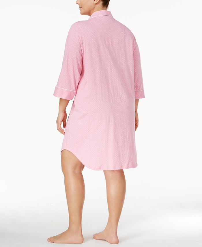 Lauren Ralph Lauren Plus Size Printed Cotton Sleepshirt Nightgown - Macy's