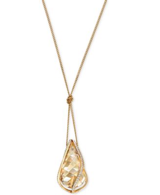 Swarovski - Gold-Tone Knotted Crystal Energy Pendant Necklace