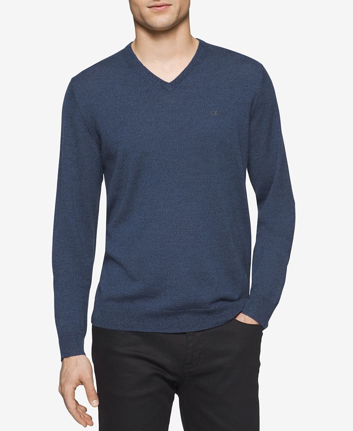 Calvin Klein Men's Merino V-Neck Sweater & Reviews - Sweaters - Men - Macy's