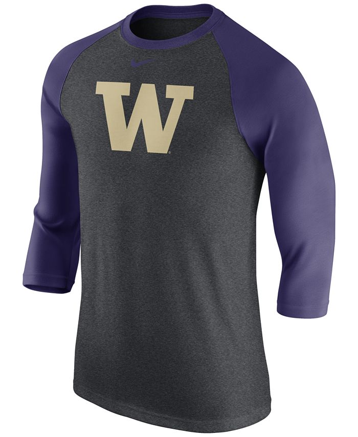 Nike Men's Washington Huskies Triblend Logo 3/4 Sleeve Raglan T-Shirt ...