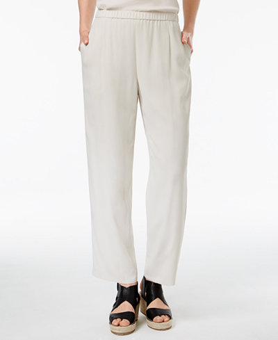 Eileen Fisher Silk Pull-On Straight-Leg Ankle Pants