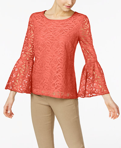 Calvin Klein Lace Bell-Sleeve Top