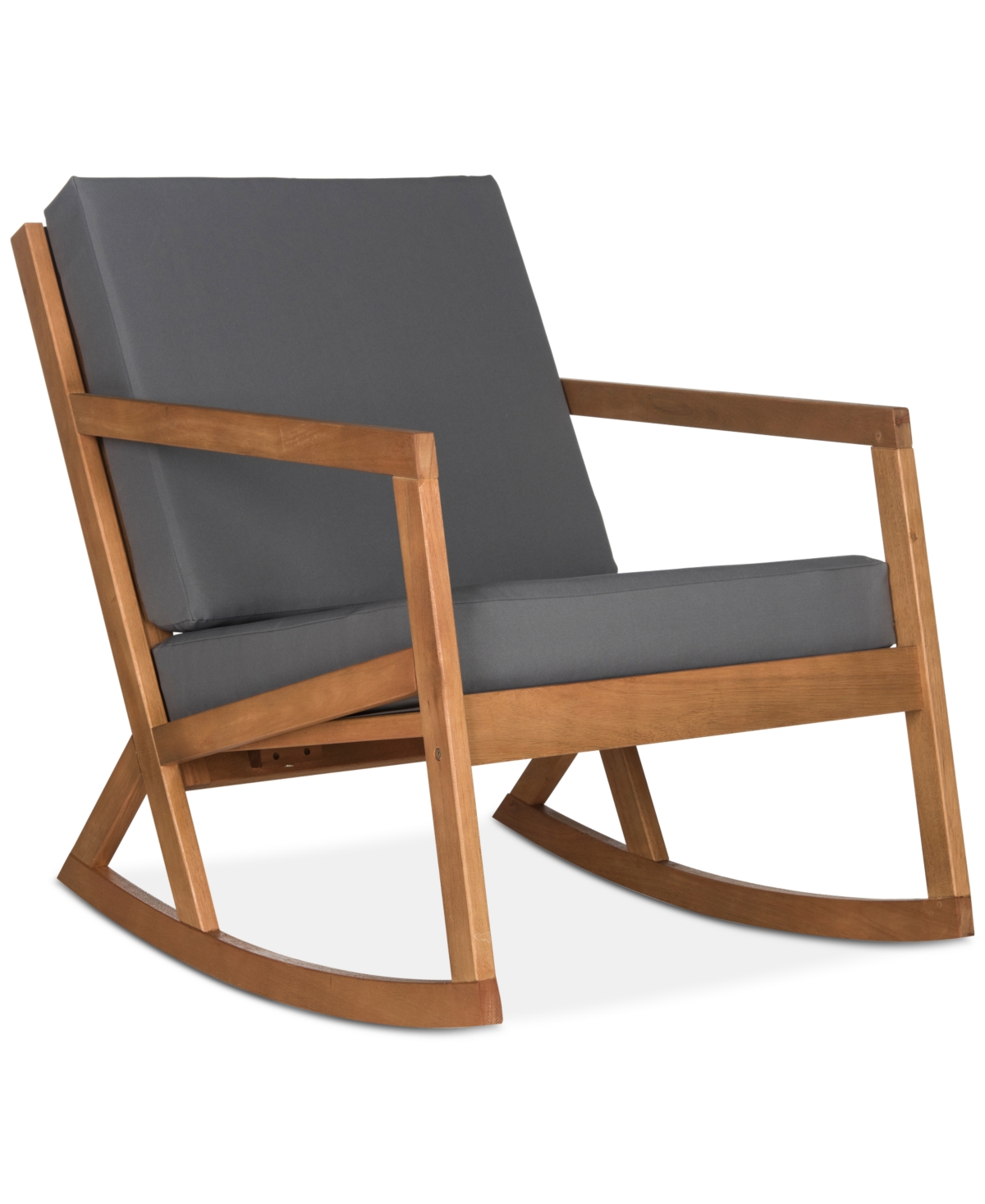Shop Safavieh Nicksen Outdoor Rocking Chair In Teak Brown,grey