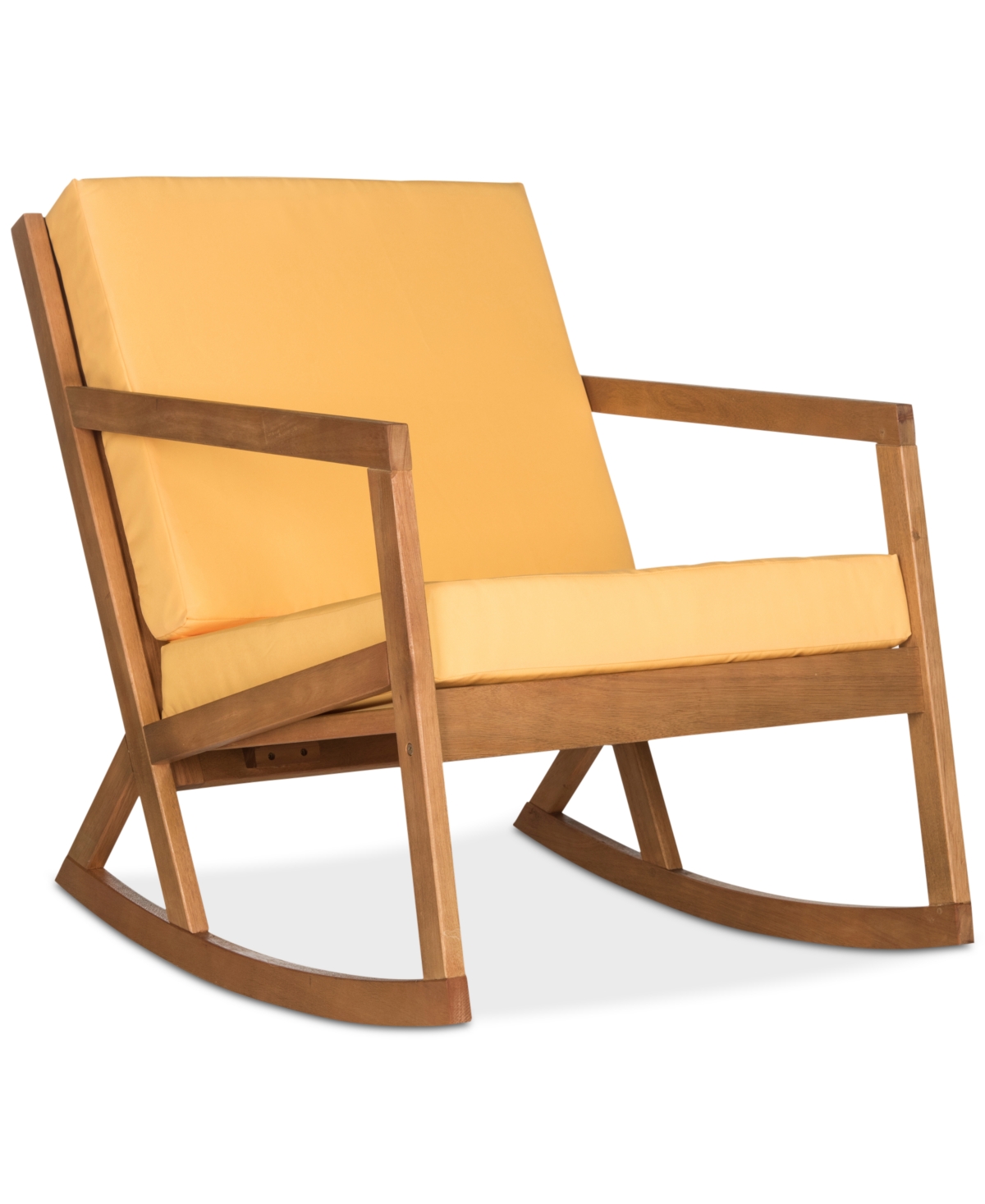 Shop Safavieh Nicksen Outdoor Rocking Chair In Teak Brown,yellow