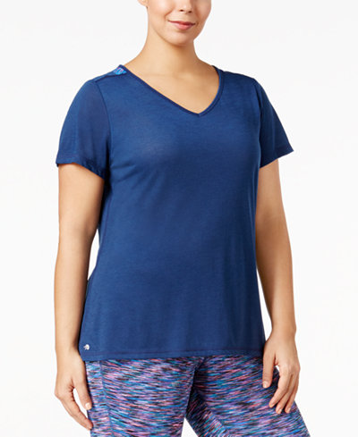 Ideology Plus Size V-Back Performance T-Shirt, Only at Macy's