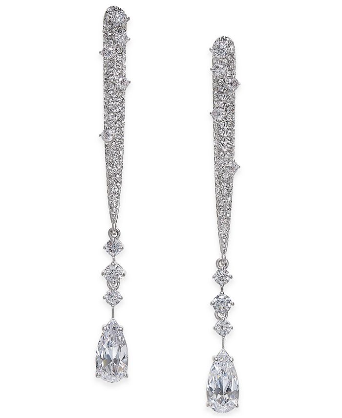 Danori SilverTone Cubic Zirconia Linear Drop Earrings, Created for