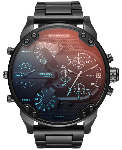 Мужские часы Diesel Mr. Daddy 2.0 Black Stainless Steel Bracelet Watch 57mm DZ7395, цвет: Чёрный