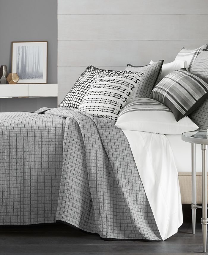 Hotel Collection CLOSEOUT! Linen Plaid Quilted King Coverlet, Created