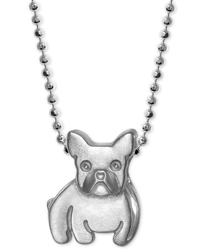 Alex Woo - French Bulldog Pendant Necklace in Sterling Silver