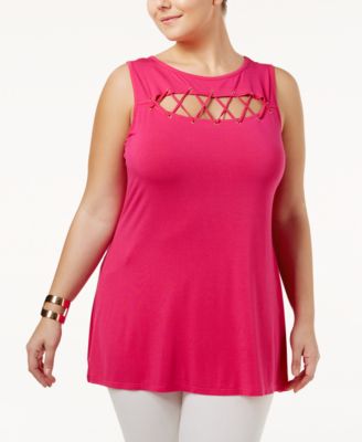 plus size lace up top