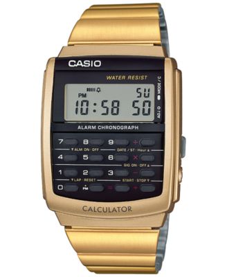 Casio - Men's Digital Calculator Vintage Gold-Tone Stainless Steel Bracelet Watch 35mm CA506G-9AVT