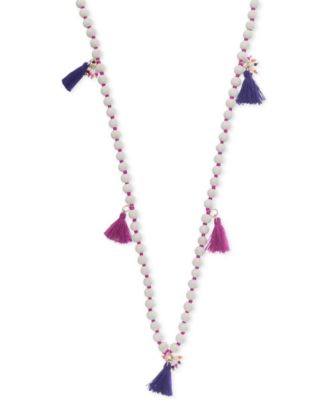 INC International Concepts - Gold-Tone Wooden Bead & Tassel Necklace