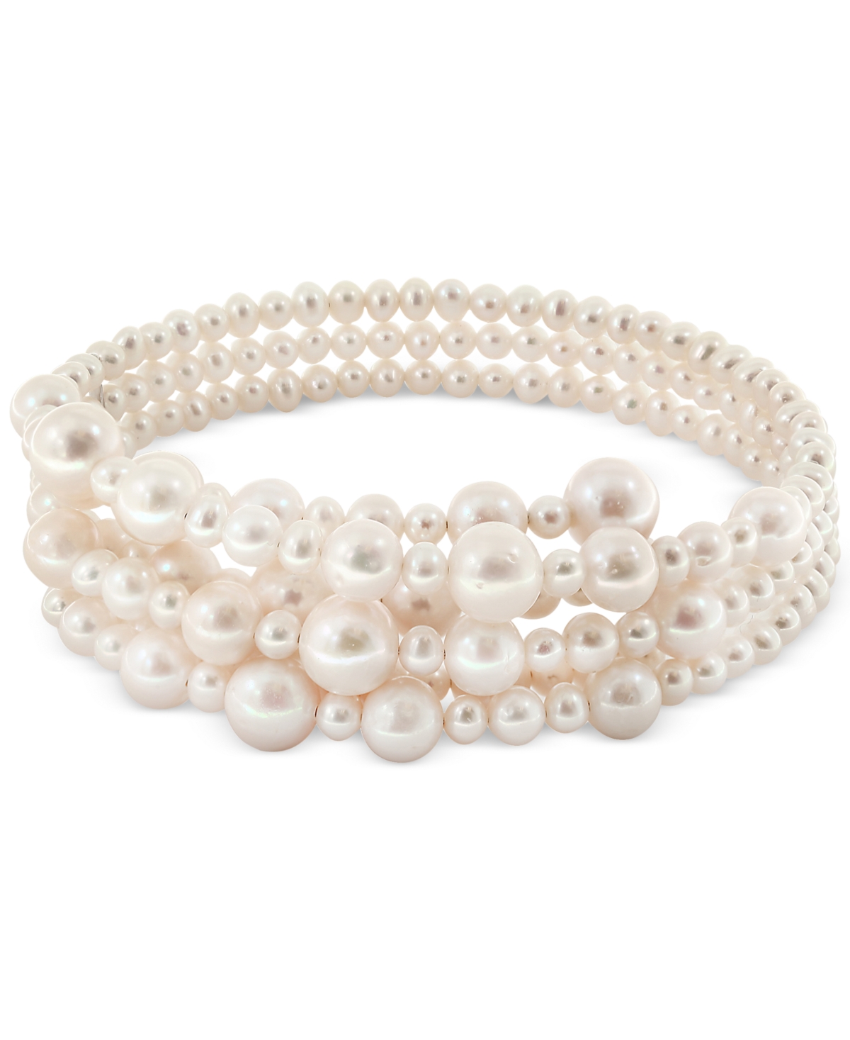 Pearl Lace by Effy Cultured Freshwater Pearl (5-1/2, 7-1/2, 10, 12mm) Coil Choker Necklace - White