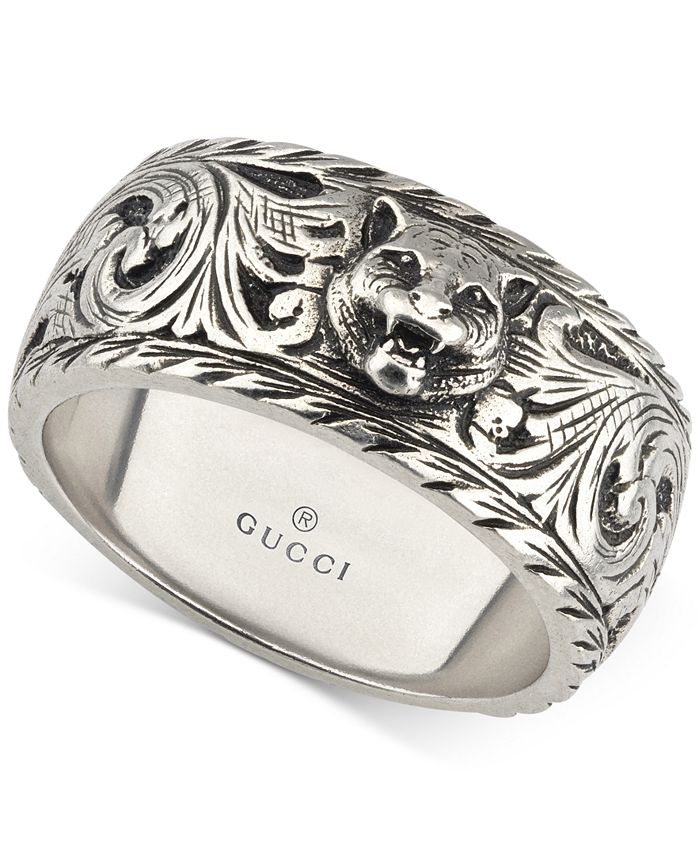 Gucci Sterling Silver Cat Head Patterned Band & Reviews - Rings - Jewelry Watches - Macy's