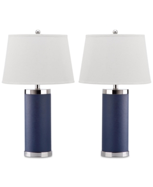 Safavieh Set of 2 Leather Column Table Lamps