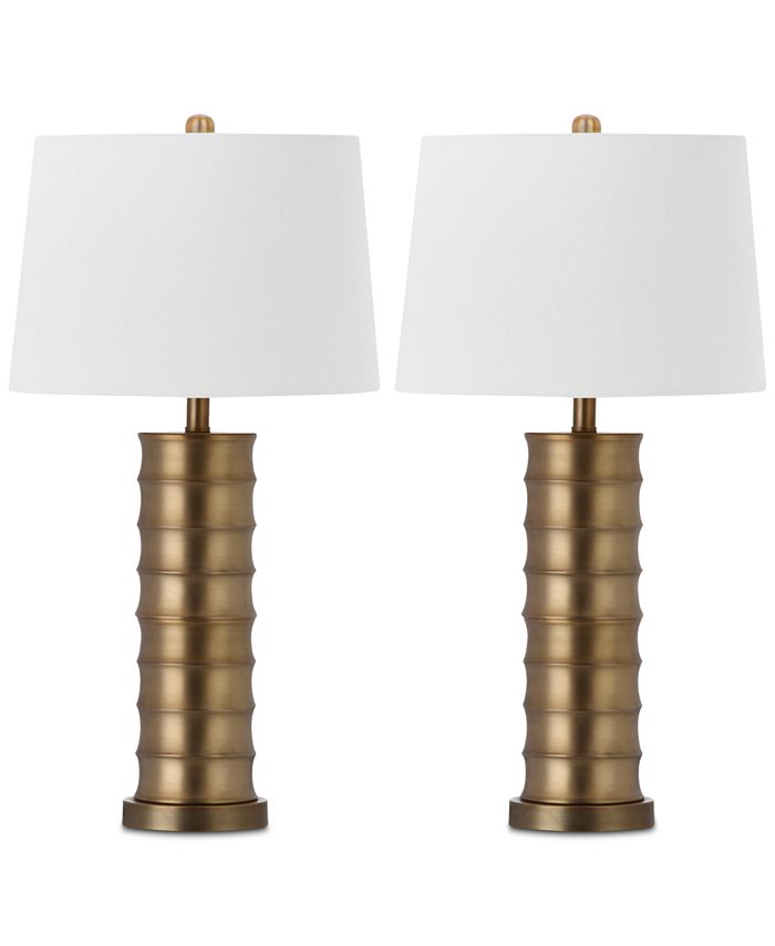Safavieh Set of 2 Linus Brass Column Table Lamps - Macy's