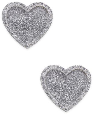 Diamond Glitter Heart Stud Earrings (1/4 ct. t.w.) in Sterling Silver