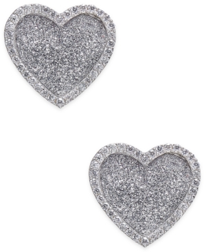 image of Diamond Glitter Heart Stud Earrings (1/4 ct. t.w.) in Sterling Silver