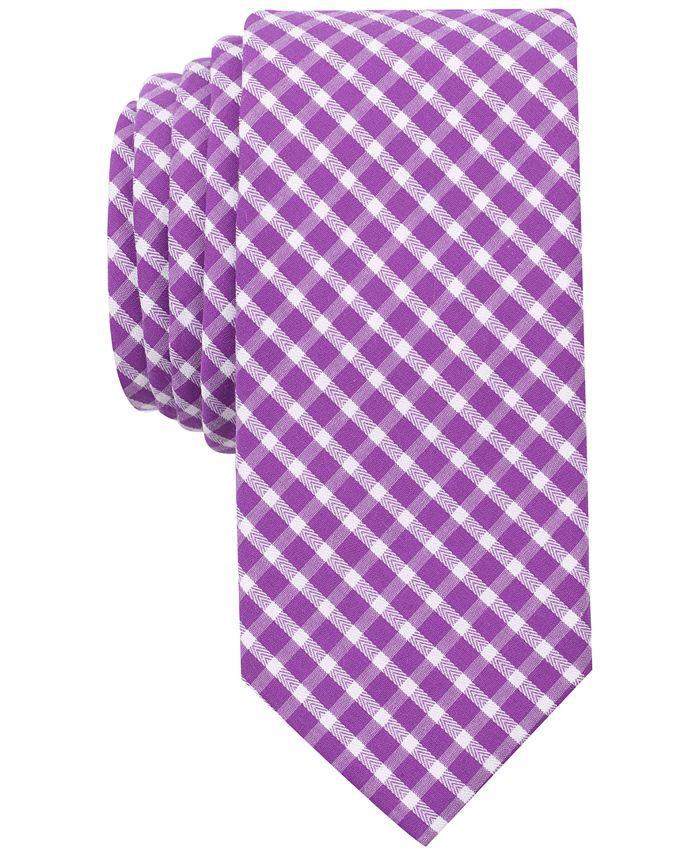 Bar III Men's Mulberry Check Skinny Tie, Created for Macy's Macy's