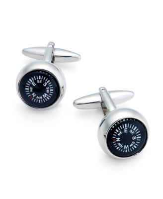Rhona Sutton - Men's Silver-Tone Compass Cuff Links