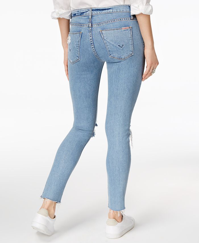 Hudson Jeans Ripped Raw-Hem Skinny Jeans - Macy's