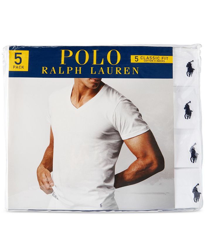 Polo Ralph Lauren Men's 5 Pack VNeck Undershirts & Reviews TShirts