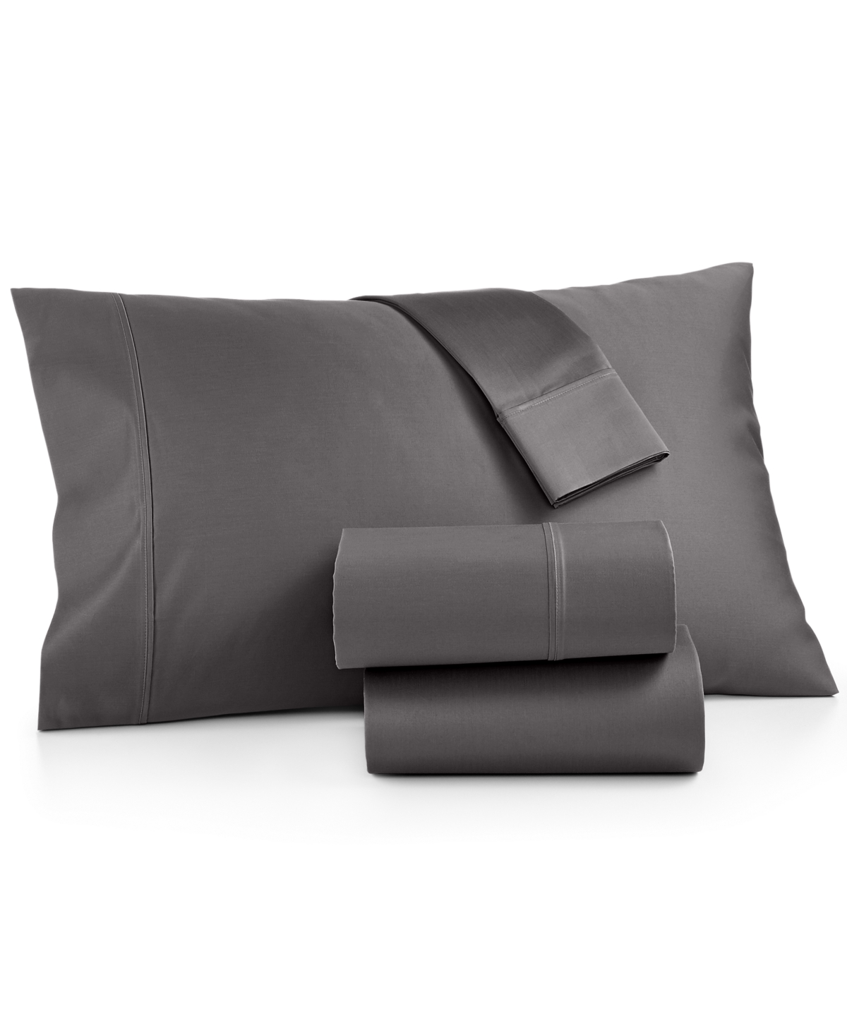 Aq Textiles Bergen House 100% Certified Egyptian Cotton 1000 Thread Count Pillowcase Pair, King Bedding In Dark Grey