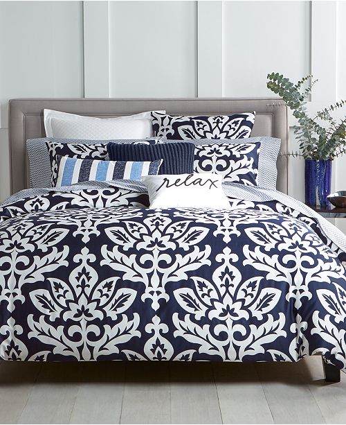 Charter Club Navy 3-Pc. Full/Queen Comforter Set, Created for Macy&#39;s - Comforters: Down ...