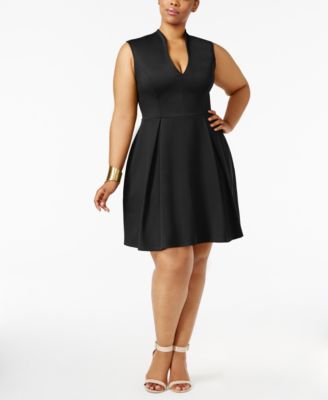 black fit and flare dress plus size