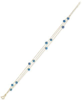 Macy's - Evil-Eye Triple Chain Bracelet in 14k Gold