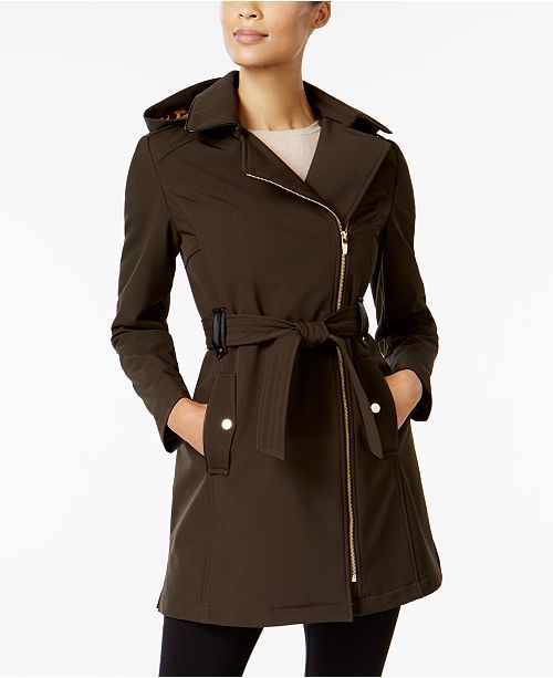 Via Spiga Faux-Leather-Trim Asymmetrical Coat, Created for Macy's ...