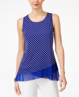 INC International Concepts - Petite Printed Asymmetrical Top