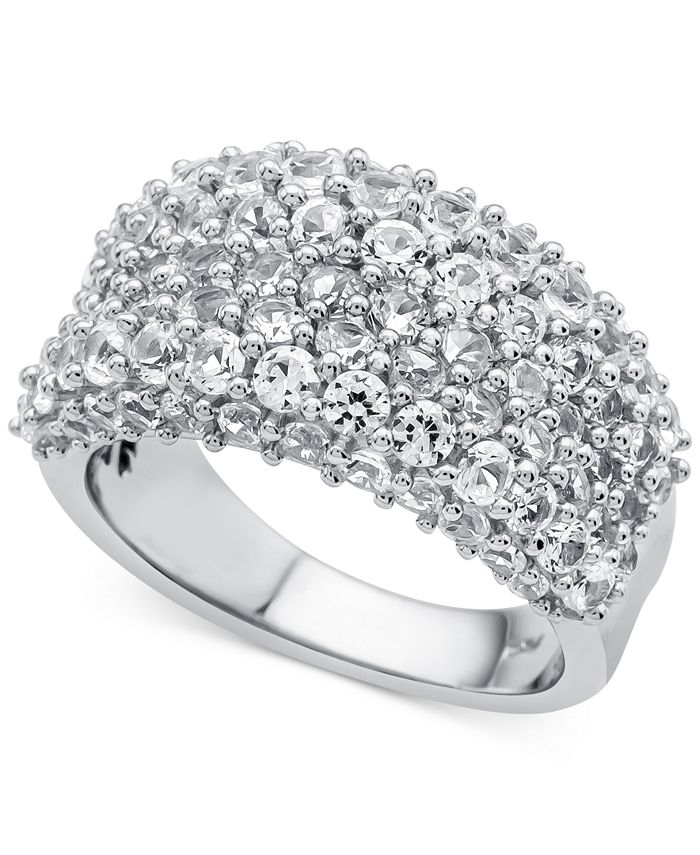 Macy's Lab-Created White Sapphire Cluster Ring (4 ct. t.w.) in Sterling ...