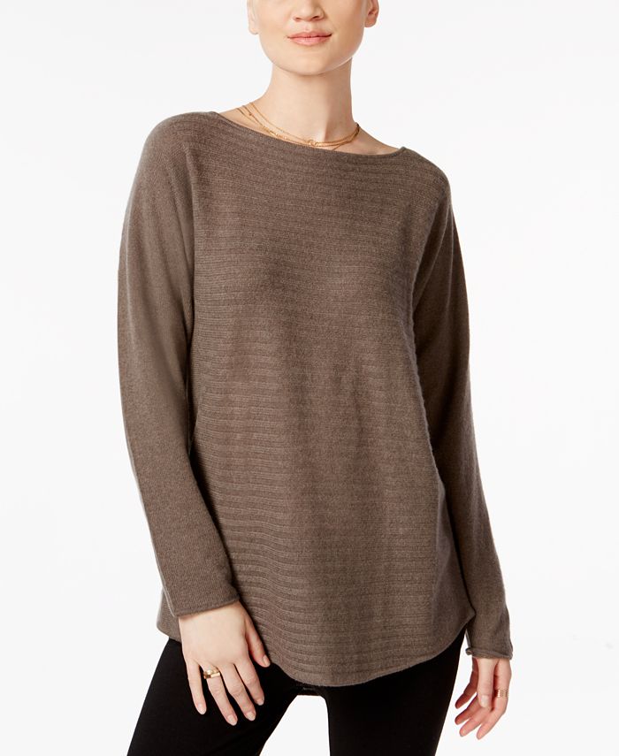 Charter Club Petite Cashmere Ribbed Shirttail Sweater, Created for Macy ...