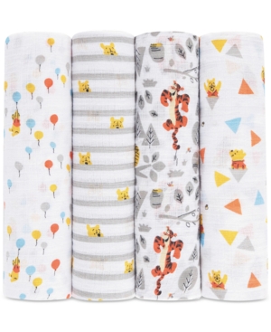 aden by aden + anais Baby Boys & Girls 4-Pack Winnie the Pooh Cotton Swaddle Blankets