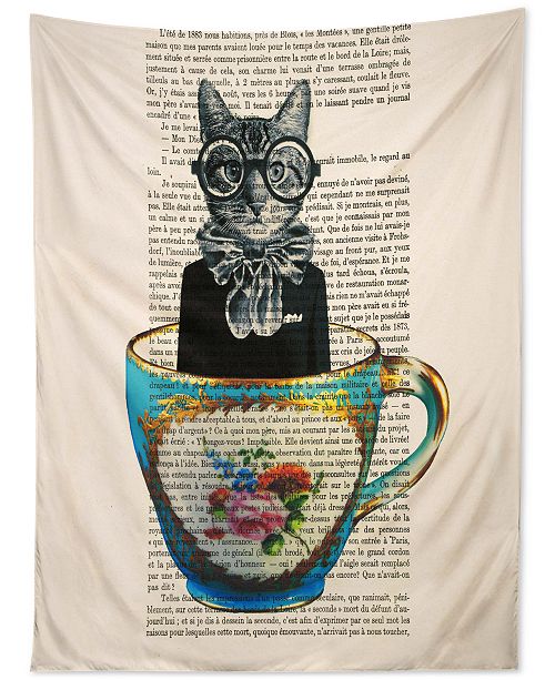 Deny Designs Coco De Paris Cat In A Cup Tapestry Reviews Wall Art Macy S