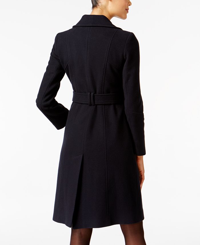 Anne Klein Wool-Cashmere Blend Belted Trench Coat - Macy's